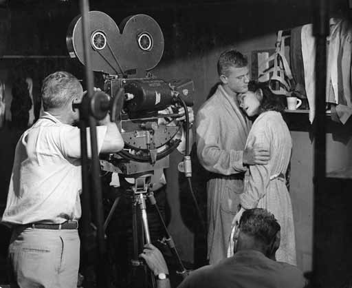 Martin Milner and Diane Baker with crew