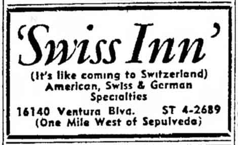 The Swiss Inn - Van Nuys News, August 7, 1958